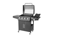 Barbecue à gaz de jardin en acier inoxydable avec armoires et table d'appoint pour fête en plein air professionnelle