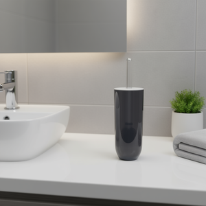 Portascopino WC in Plastica 10.5x37x10.5 Cm Grigio Minimalista Autoportante per Bagno - Product Image 3