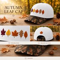 Gorra de Béisbol Dymf OEM con Hojas Bordadas, Logotipo Personalizado, Cierre a Presión, Visera Curva de Camuflaje, Gorra de Otoño para Hombre