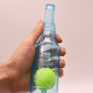 Chiot bouteille forme jouets grinçants chien jouet à mâcher en caoutchouc souple jouet pour animaux de compagnie formation balle de Tennis à l'intérieur - Product Image 3