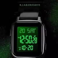 NYY Herren Digital-Sportuhr mit Weichem Silikonarmband Wasserdicht Wecker Modischer Trend Verstellbares Band