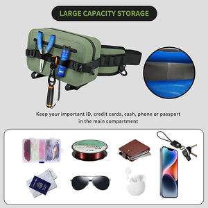 Tas pinggang ringan, tas pinggang tahan air ringan dengan pegangan joran pancing dengan ritsleting kedap udara untuk memancing - Product Image 2