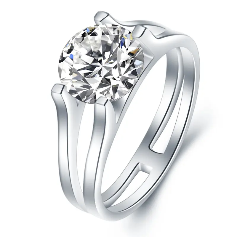 Huitan — bague Double bande romantique à tendance pour femmes, anneau en platine, zircone cubique 5A, JZ00103