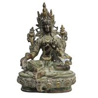 Sculpture en laiton Tara, religieuse bouddhiste indienne, statue 3D, finition antique, décoration d'autel spirituel, objet de collection, cadeau artisanal