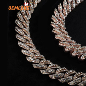 Wholesale Custom 14K Rose Gold Plated <b>Iced</b> <b>Out</b> Cuban Link <b>Chain</b> Necklace Hip Hop Jewelry - Product Image 4