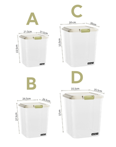 Grands bacs de stockage d'ingrédients, bacs de stockage d'aliments pour animaux de compagnie avec roues, pelle et couvercle hermétique pour aliments secs, farine - Product Image 2
