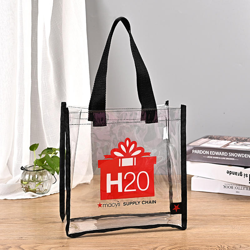 Custom Plastic Handbag Clear Tote S Vinyl Bag Handles Sports Clear