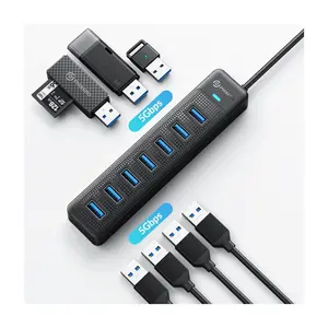 7 Ports USB 3.0 Hub 7 in 1 usb-c hub with rj45 gigabit ethernet lan combo for Laptop 4 port macbook type c to usb hub Splitter