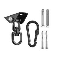 Noir 360 pivotant balançoire cintres supports de plafond Kits de suspension pour siège de Patio chaise balançoire hamac supports plaque fixe produit en boîte