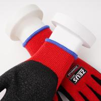 Gants enduits froissés en latex naturel Doublure en tricot de coton CE EN388 Gants de sécurité industrielle à paume texturée antidérapante