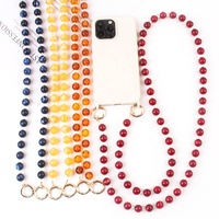 En gros, Perles en acrylique, lucite, plastique et verre, Lanière de téléphone portable à porter en bandoulière avec breloque, 17 couleurs pour coque de téléphone portable