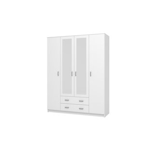 <span class=keywords><strong>Armadio</strong></span> a 4 <span class=keywords><strong>Ante</strong></span> in Legno <span class=keywords><strong>con</strong></span> 2 Cassetti e 2 Specchi per Camera da Letto, Design Minimalista, Stile Moderno e Ampio Spazio di Archiviazione - Product Image 3