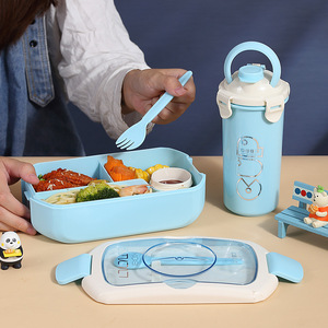 Beeman Kids Lunch Box Drinking Cup <span class=keywords><strong>Pp</strong></span> Bento Box Contenedor de comida y tapa Tarro portátil Taza de sopa de plástico con cuchara para acampar - Product Image 5