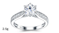 Cincin Pertunangan Wanita Enam Cakar 1ct Vvs D Gra Moissanite Perhiasan Perak 925 Berlapis Platinum Anti Luntur Tahan Air