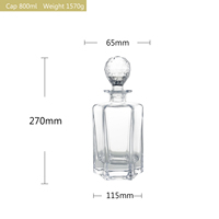 Decantador de Vino de Cristal Transparente de Lujo Moderno con Tapón de Diamante, Capacidad de 800 ml, Grabado de Logotipo Personalizado, Regalos Empresariales para Fiestas