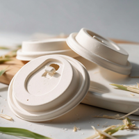 Couvercle jetable et compostable en bagasse pour gobelet, avec bec verseur, écologique, en fibre naturelle, pour boissons, vente en gros