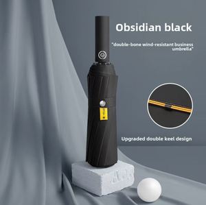 Parapluie de protection solaire en vinyle, entièrement automatique, 24 baleines, grand format, pliable en trois sections, avec design personnalisé pour le soleil, vente en gros - Product Image 6