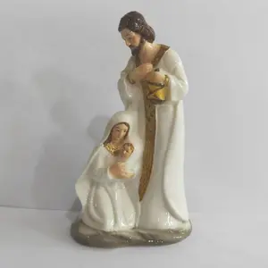 Religiosa regalos Católica Cristiana decoración del hogar santa Saint Joseph estatua de cerámica de la Sagrada Familia iluminado Natividad conjunto
