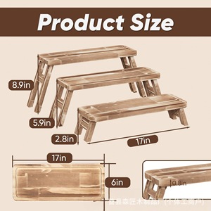 Étagère à trois niveaux pliable en bois, couleur bois naturel, support rectangulaire pour desserts de fête, présentoir à cupcakes - Product Image 5