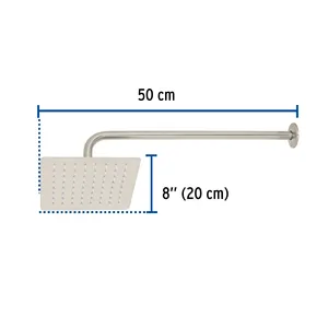 Master con 12 unità quadrato soffione doccia 8 ', in acciaio inox, con braccio, raso, Túbig - Product Image 3