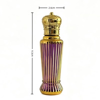 Flacon de parfum cylindrique de luxe 12 ml en verre avec base évasée dorée, applicateur à bille pour vaporisateur, rechargeable, flacon vintage, emballage cadeau offert