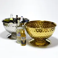Seau à glace créatif en acier inoxydable martelé 13L Argent/Or – Durable et écoresponsable pour vin, bière, fêtes et célébrations