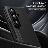 Funda Tipo Cartera de Cuero PU Estilo Ejecutivo con Ranuras para Tarjetas y Ventana Inteligente para Samsung Galaxy Z Fold 7 6 5 4 3
