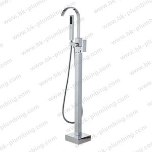 Robinets de salle de bain sur pied modernes, Nickel brossé, Chrome, mélangeur chromé, <span class=keywords><strong>baignoire</strong></span>, robinets de <span class=keywords><strong>baignoire</strong></span> avec <span class=keywords><strong>douche</strong></span> à main - Product Image 2