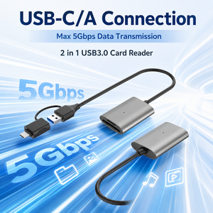 Lector de Tarjetas 2 en 1 USB C Tipo A, Doble Conector, Alta Velocidad 5Gbps, Lector de Tarjetas de Memoria <span class=keywords><strong>Micro</strong></span> <span class=keywords><strong>SD</strong></span> TF de Aluminio con Cable para Laptop - Product Image 4