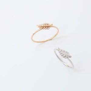 แหวน LEAF สีชมพู ทอง 14K เพชร เครื่องประดับขายส่ง แหวนมินิมอลแบบซ้อนได้ ผู้ผลิตเครื่องประดับสั่งทำพิเศษ รับผลิตแบบ OEM ODM - Product Image 1