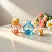 Flacons compte-gouttes en verre multicolores de 10 ml en forme d'ampoule, rechargeables, pour parfum, sérum, huile, avec bouchons compte-gouttes à collier en bambou