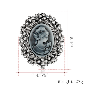 Nouveau rétro beauté tête série <span class=keywords><strong>broche</strong></span> eau diamant camée <span class=keywords><strong>broche</strong></span> reine alliage diamant ensemble poitrine fleur - Product Image 3