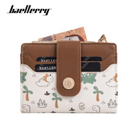 Baellerry dompet pendek wanita, kantung koin bercetak kartun lucu banyak slot kartu