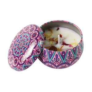 Bougies parfumées <span class=keywords><strong>en</strong></span> boîte métallique à fleurs séchées, best-seller transfrontalier, pour l'aromathérapie, souvenirs d'hôtel et de mariage, Saint-Valentin romantique - Product Image 6