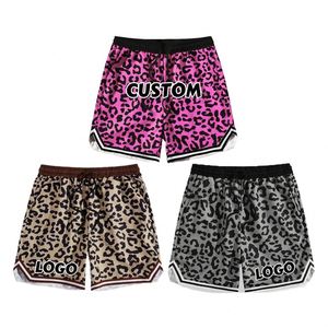 Shorts en maille sublimée personnalisables, grande taille, longueur genou, imprimé léopard, unisexe, décontracté, pour la course et le basketball - Product Image 1