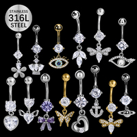316 Chirurgischer Stahl Sexy Piercing Schmuck Bauch Ring Auge Herz Bienen form Zirkon Dangle Bauch Ring