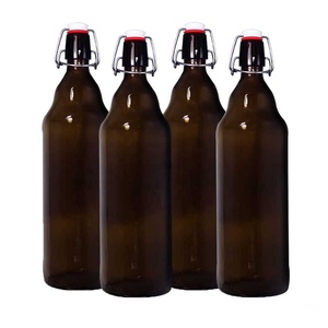 Bottiglia Ambrata da 1 Litro con Tappo a Scatto, Bottiglia con Chiusura Ermetica per Kombucha, Birra, Soda, Kefir, Senza Perdite - Product Image 2