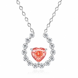 Collar con colgante de plata 925 de UM Jewelry con forma de corazón, morganita y circonita blanca, con cadena de plata, unisex. - Product Image 1