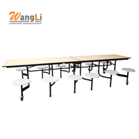 Table de cantine scolaire rectangulaire 12 places et chaise ensemble de table à manger pliable en bois