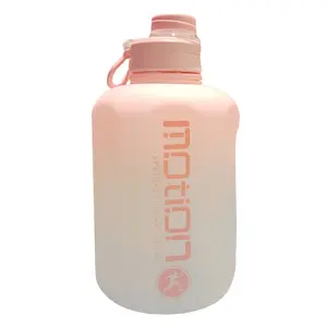 Hervidor de agua deportivo de gran capacidad de 2200ml con mango portátil para fitness al aire libre anticaída esmerilado transparente con botella de color degradado