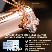 Collier pendentif trèfle à quatre feuilles en or rose massif 18 carats avec chaînes et diamants, style vintage filigrané, bijou de luxe pour cadeau de fête, joaillerie fine