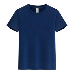 Crew Neck Short Sleeve Cotton T-Shirt 200g Solid Color For Leisure Wear Customizable With Logo Printing - Product Image 1