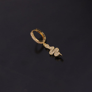 Gold Key <strong>Lightening</strong> Cross Spike Snake Small Pendant CZ Hoop Dangle <strong>Earring</strong> Cartilage Lobe Piercing Jewelry Piercing <strong>Earrings</strong> - Product Image 5