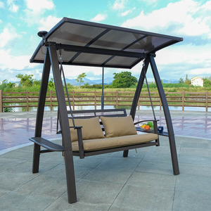 Silla Columpio Doble <span class=keywords><strong>de</strong></span> Metal <span class=keywords><strong>de</strong></span> Nuevo <span class=keywords><strong>Diseño</strong></span>, <span class=keywords><strong>Muebles</strong></span> <span class=keywords><strong>de</strong></span> Jardín para Exteriores con Toldo - Product Image 2