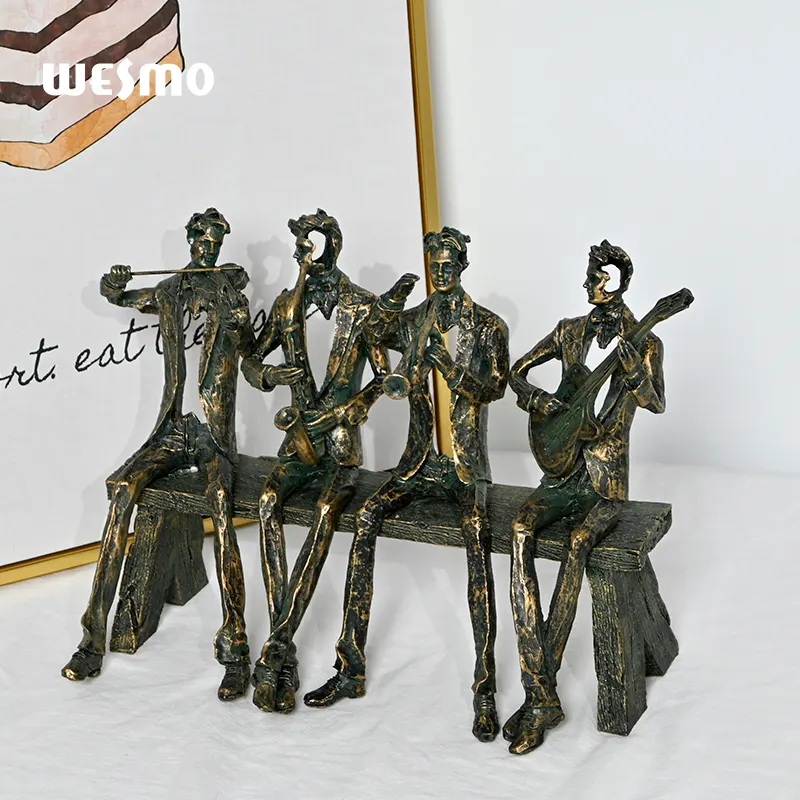 Figuras de música Vintage de resina para decoración del hogar coleccionables figura de banda sala de estar Oficina