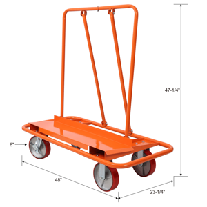 Chariot de service OEM personnalisable pour plaques de plâtre, à 4 roues, capacité de charge 100 kg, plateforme de transport et de stockage en fer pour panneaux et tôles - Product Image 2