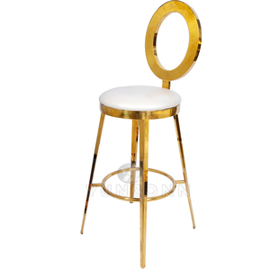 Tabouret <span class=keywords><strong>de</strong></span> <span class=keywords><strong>bar</strong></span> haut <span class=keywords><strong>de</strong></span> gamme moderne avec cadre en acier inoxydable, <span class=keywords><strong>coussin</strong></span> en cuir nordique, garantie <span class=keywords><strong>de</strong></span> 3 ans pour un usage commercial et domestique - Product Image 1