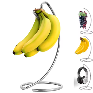 Support moderne pour bananes - Support de rangement pour fruits avec <span class=keywords><strong>crochet</strong></span> en acier inoxydable pour garder les bananes fraîches sur le comptoir de cuisine - Product Image 1