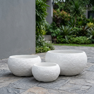 Juego de 3 Macetas Minimalistas de Hormigón Blanco, Redondas, para Interiores, Decoración del Hogar - Product Image 5