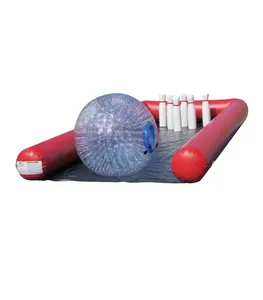 Juego de bowling inflable gigante personalizado para exteriores, divertido juego deportivo inflable para jugar en equipo con pista y zorb, gran oferta